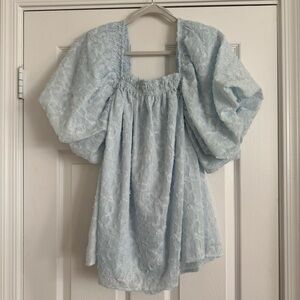 Baby Blue Puff Sleeve Top